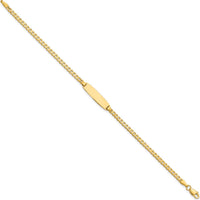 14K Yellow Gold Polished Curb Link ID Bracelet with Solid Plate - 7" Length by Oro Pregiato