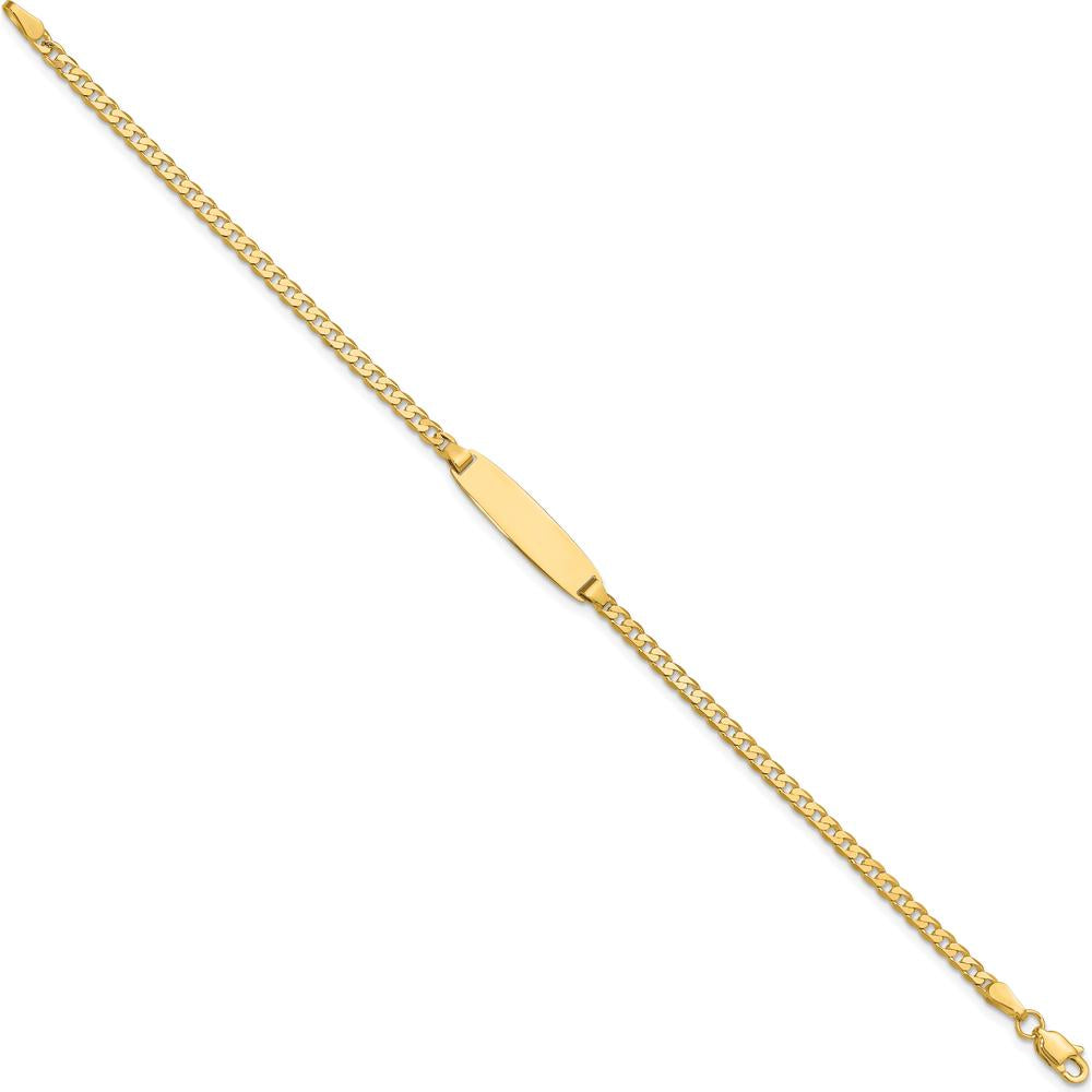 14K Yellow Gold Polished Curb Link ID Bracelet with Solid Plate - 7" Length by Oro Pregiato