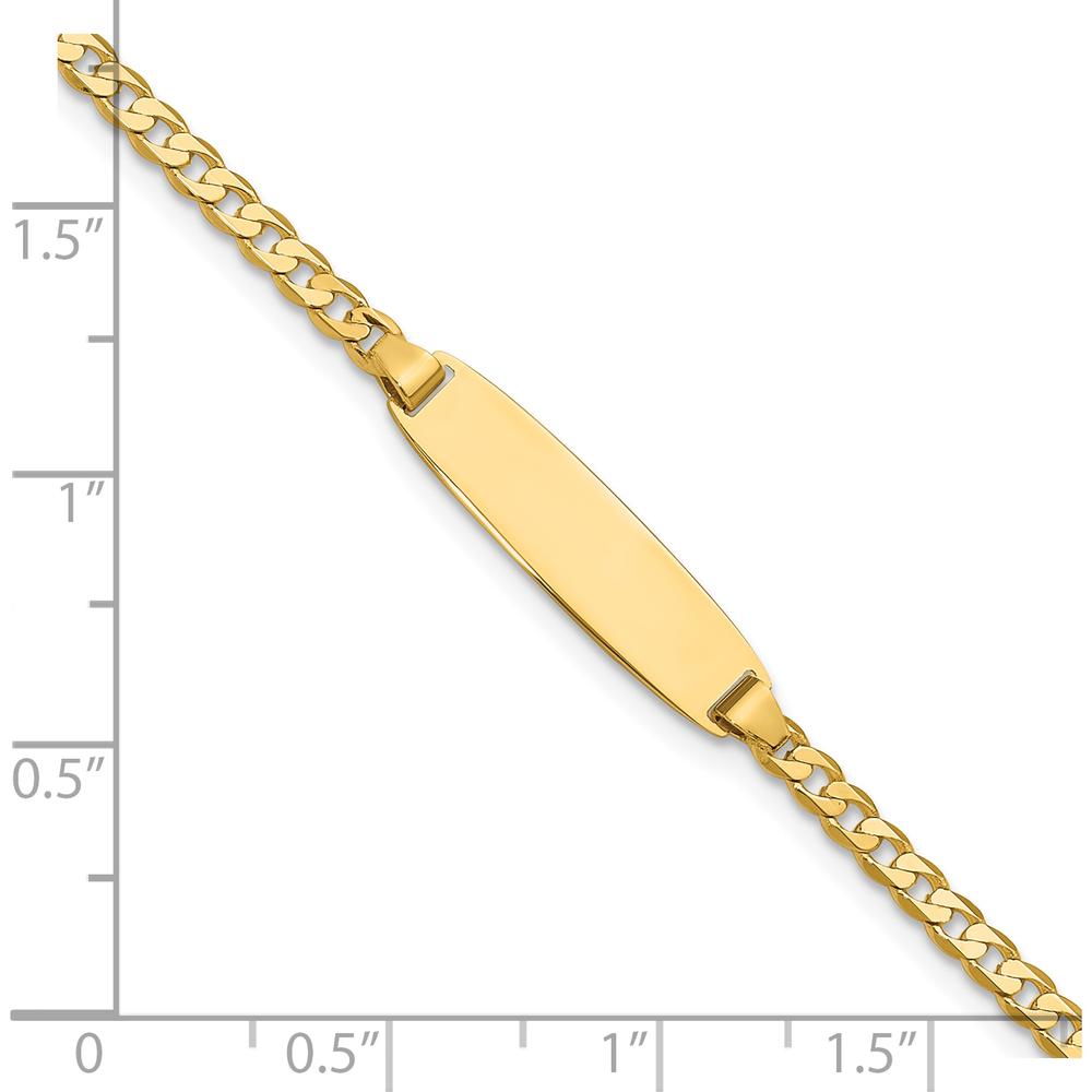 14K Yellow Gold Polished Curb Link ID Bracelet with Solid Plate - 7" Length by Oro Pregiato