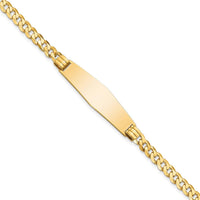 14K Yellow Gold Polished Curb Link ID Bracelet with Solid Plate - 7" Length by Oro Pregiato