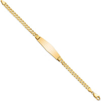 14K Yellow Gold Polished Curb Link ID Bracelet with Solid Plate - 7" Length by Oro Pregiato