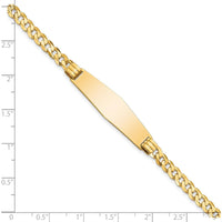 14K Yellow Gold Polished Curb Link ID Bracelet with Solid Plate - 7" Length by Oro Pregiato