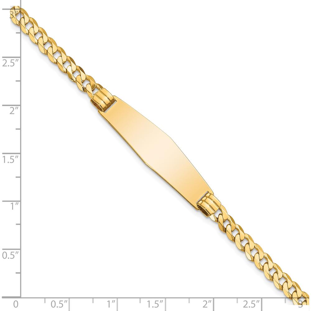 14K Yellow Gold Polished Curb Link ID Bracelet with Solid Plate - 7" Length by Oro Pregiato