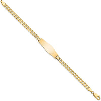 14K Yellow Gold Polished Curb Link ID Bracelet with Solid Plate - 7" Length by Oro Pregiato
