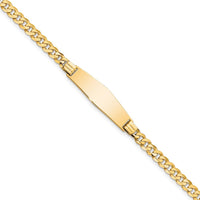 14K Yellow Gold Polished Curb Link ID Bracelet with Solid Plate - 8 Inches by Oro Pregiato