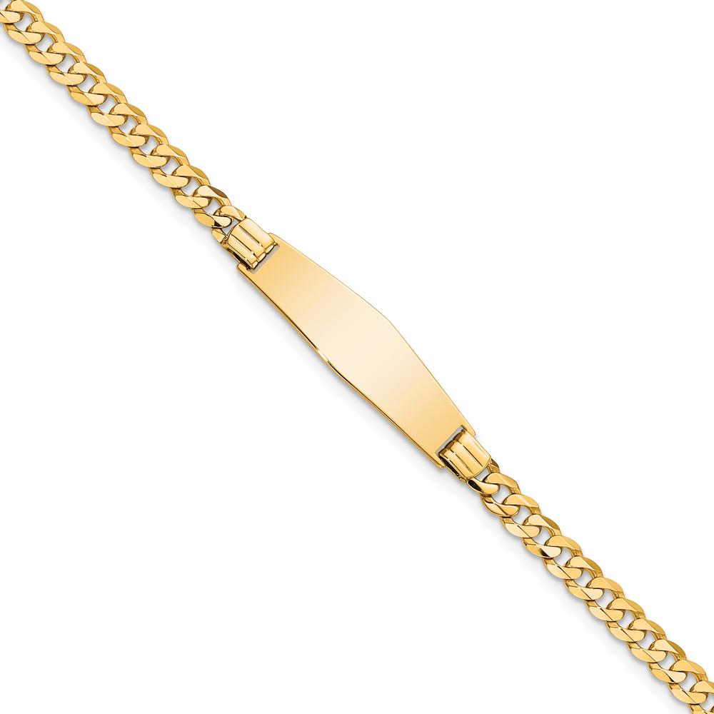 14K Yellow Gold Polished Curb Link ID Bracelet with Solid Plate - 8 Inches by Oro Pregiato