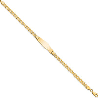 14K Yellow Gold Polished Curb Link ID Bracelet with Solid Plate - 8 Inches by Oro Pregiato