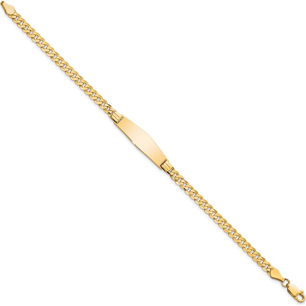 14K Yellow Gold Polished Curb Link ID Bracelet with Solid Plate - 8 Inches by Oro Pregiato