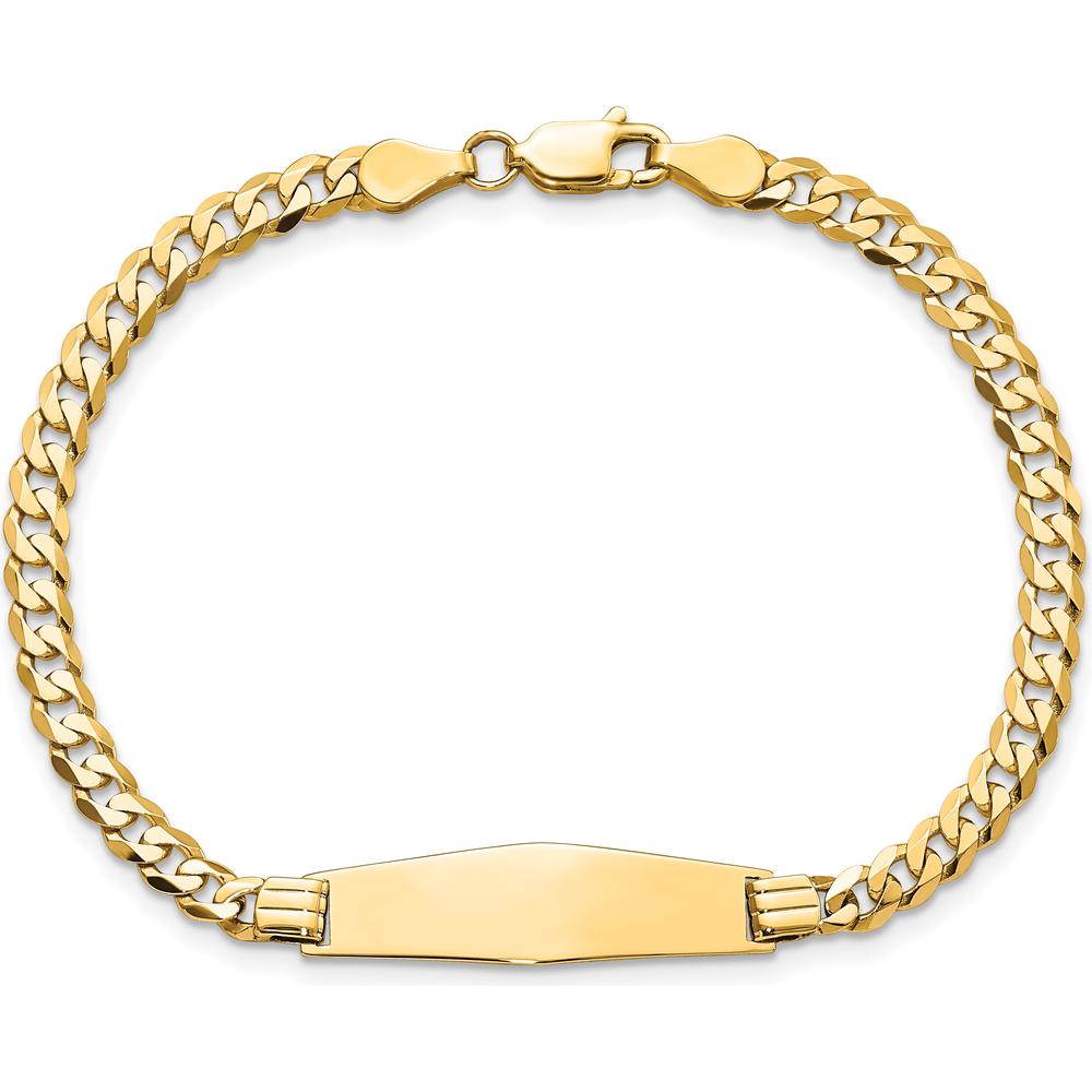 14K Yellow Gold Polished Curb Link ID Bracelet with Solid Plate - 8 Inches by Oro Pregiato