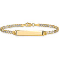 14K Yellow Gold Polished Curb Link ID Bracelet with Solid Plate - 8 Inches by Oro Pregiato