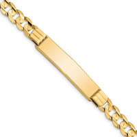 14K Yellow Gold Polished Curb Link ID Bracelet with Solid Plate - 8" Length by Oro Pregiato