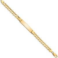 14K Yellow Gold Polished Curb Link ID Bracelet with Solid Plate - 8" Length by Oro Pregiato