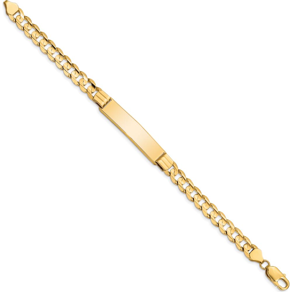 14K Yellow Gold Polished Curb Link ID Bracelet with Solid Plate - 8" Length by Oro Pregiato