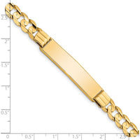 14K Yellow Gold Polished Curb Link ID Bracelet with Solid Plate - 8" Length by Oro Pregiato