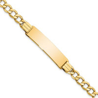 14K Yellow Gold Polished Curb Link ID Bracelet with Solid Plate - 8" Length by Oro Pregiato