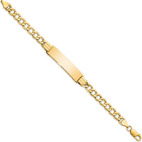 14K Yellow Gold Polished Curb Link ID Bracelet with Solid Plate - 8" Length by Oro Pregiato