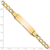 14K Yellow Gold Polished Curb Link ID Bracelet with Solid Plate - 8" Length by Oro Pregiato