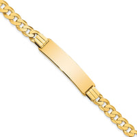 14K Yellow Gold Polished Curb Link ID Bracelet with Solid Plate - 8" Length by Oro Pregiato
