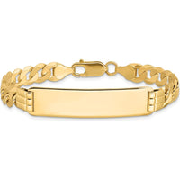 14K Yellow Gold Polished Curb Link ID Bracelet with Solid Plate - 8" Length by Oro Pregiato