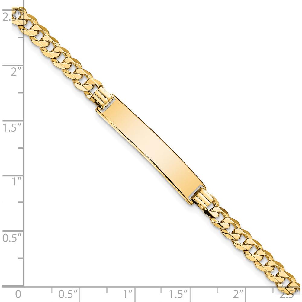 14K Yellow Gold Polished Curb Link ID Bracelet with Solid Plate - 8" Length by Oro Pregiato