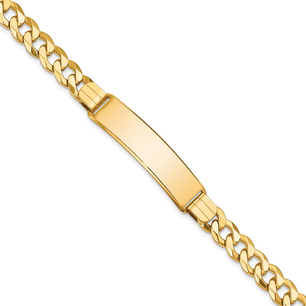 14K Yellow Gold Polished Curb Link ID Bracelet with Solid Plate - 8" Length by Oro Pregiato