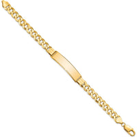 14K Yellow Gold Polished Curb Link ID Bracelet with Solid Plate - 8" Length by Oro Pregiato