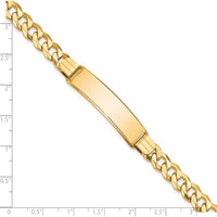 14K Yellow Gold Polished Curb Link ID Bracelet with Solid Plate - 8" Length by Oro Pregiato