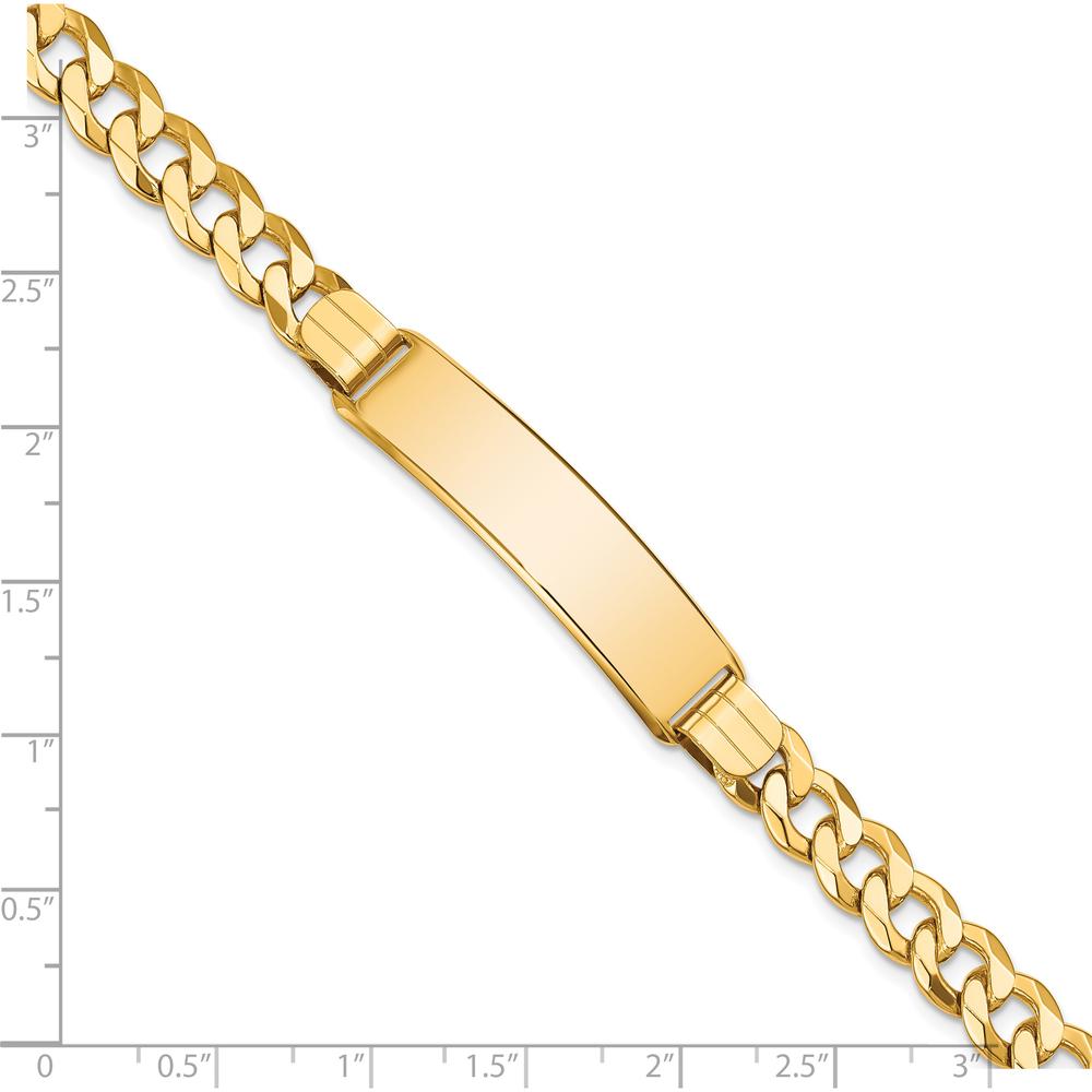 14K Yellow Gold Polished Curb Link ID Bracelet with Solid Plate - 8" Length by Oro Pregiato