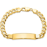 14K Yellow Gold Polished Curb Link ID Bracelet with Solid Plate - 8" Length by Oro Pregiato