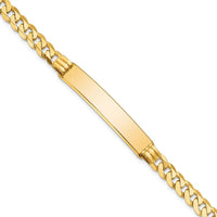 14K Yellow Gold Polished Curb Link ID Bracelet with Solid Plate 8" by Oro Pregiato