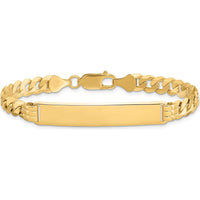 14K Yellow Gold Polished Curb Link ID Bracelet with Solid Plate 8" by Oro Pregiato