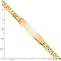 14K Yellow Gold Polished Curb Link ID Bracelet with Solid Plate 8" by Oro Pregiato