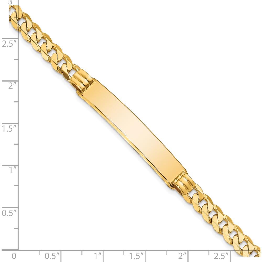 14K Yellow Gold Polished Curb Link ID Bracelet with Solid Plate 8" by Oro Pregiato