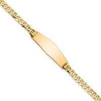 14K Yellow Gold Polished Curb Link ID Bracelet with Solid Plate Charm - 7" Length by Oro Pregiato