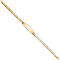 14K Yellow Gold Polished Curb Link ID Bracelet with Solid Plate Charm - 7" Length by Oro Pregiato