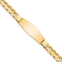 14K Yellow Gold Polished Curb Link ID Bracelet with Solid Plate Charm - 8" Length by Oro Pregiato