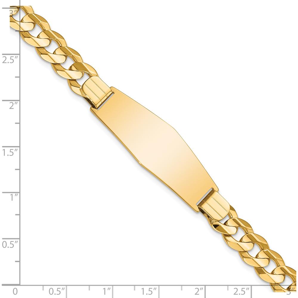 14K Yellow Gold Polished Curb Link ID Bracelet with Solid Plate Charm - 8" Length by Oro Pregiato