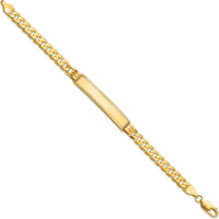 14K Yellow Gold Polished Curb Link ID Bracelet with Solid Plate - Personalized 7" Length by Oro Pregiato