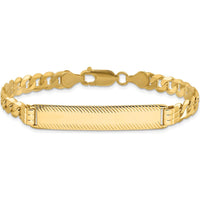 14K Yellow Gold Polished Curb Link ID Bracelet with Solid Plate - Personalized 7" Length by Oro Pregiato
