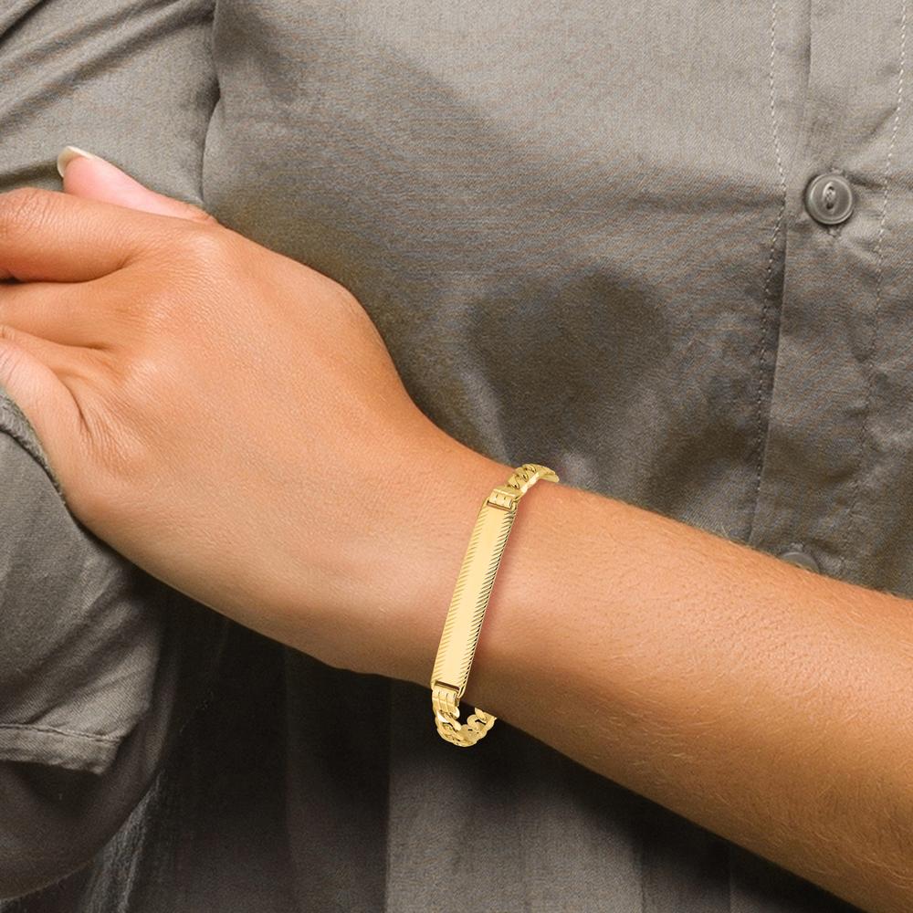 14K Yellow Gold Polished Curb Link ID Bracelet with Solid Plate - Personalized 7" Length by Oro Pregiato