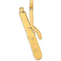 14K Yellow Gold Polished Curling Wand Pendant - 40.4mm Length by Oro Pregiato