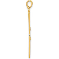 14K Yellow Gold Polished Curling Wand Pendant - 40.4mm Length by Oro Pregiato