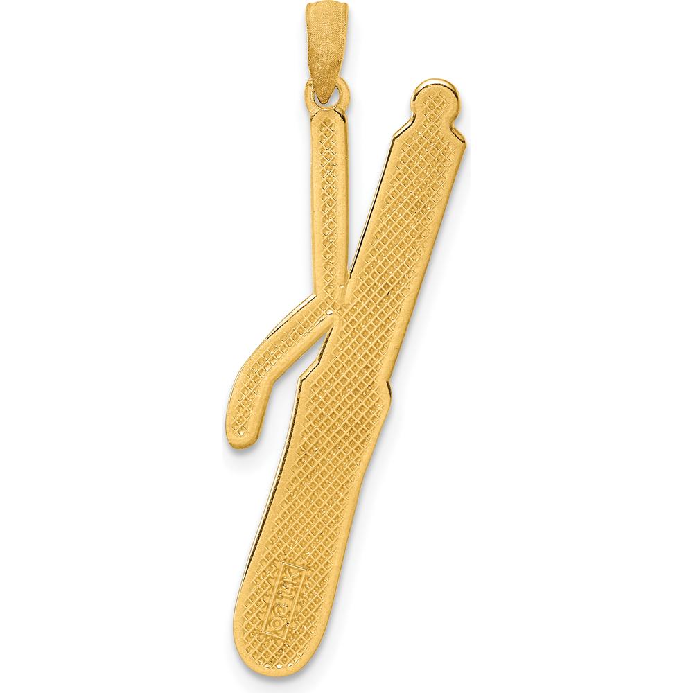 14K Yellow Gold Polished Curling Wand Pendant - 40.4mm Length by Oro Pregiato