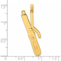 14K Yellow Gold Polished Curling Wand Pendant - 40.4mm Length by Oro Pregiato