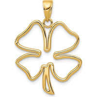14K Yellow Gold Polished Cut-Out 4-Leaf Clover Pendant - Symbol of Luck and Charm by Oro Pregiato