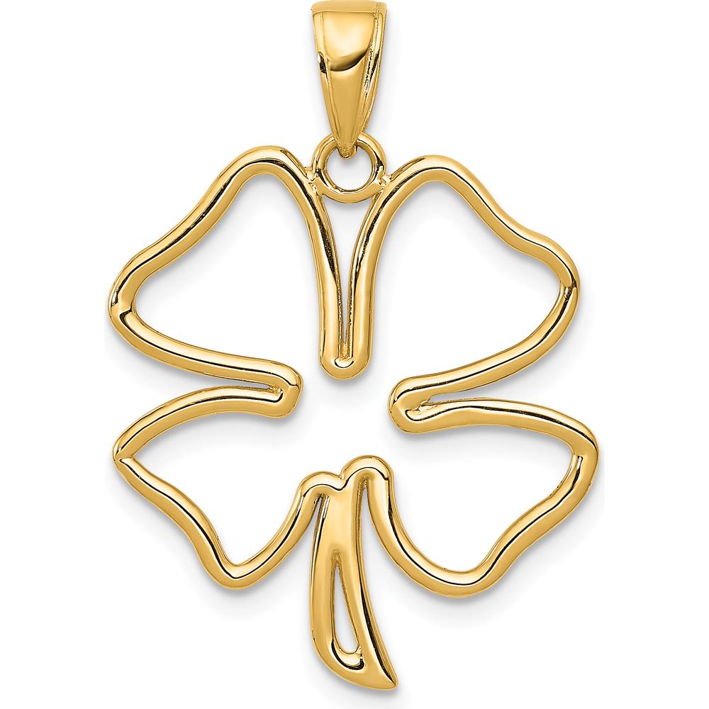 14K Yellow Gold Polished Cut-Out 4-Leaf Clover Pendant - Symbol of Luck and Charm by Oro Pregiato