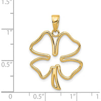 14K Yellow Gold Polished Cut-Out 4-Leaf Clover Pendant - Symbol of Luck and Charm by Oro Pregiato
