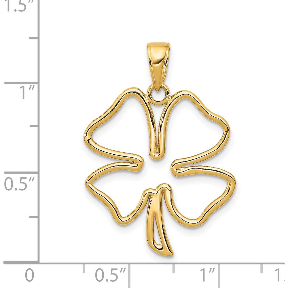 14K Yellow Gold Polished Cut-Out 4-Leaf Clover Pendant - Symbol of Luck and Charm by Oro Pregiato