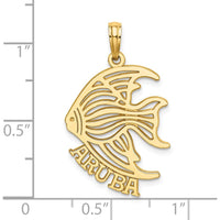 14K Yellow Gold Polished Cut-Out Angelfish Charm Pendant - Tropical Island Design by Oro Pregiato