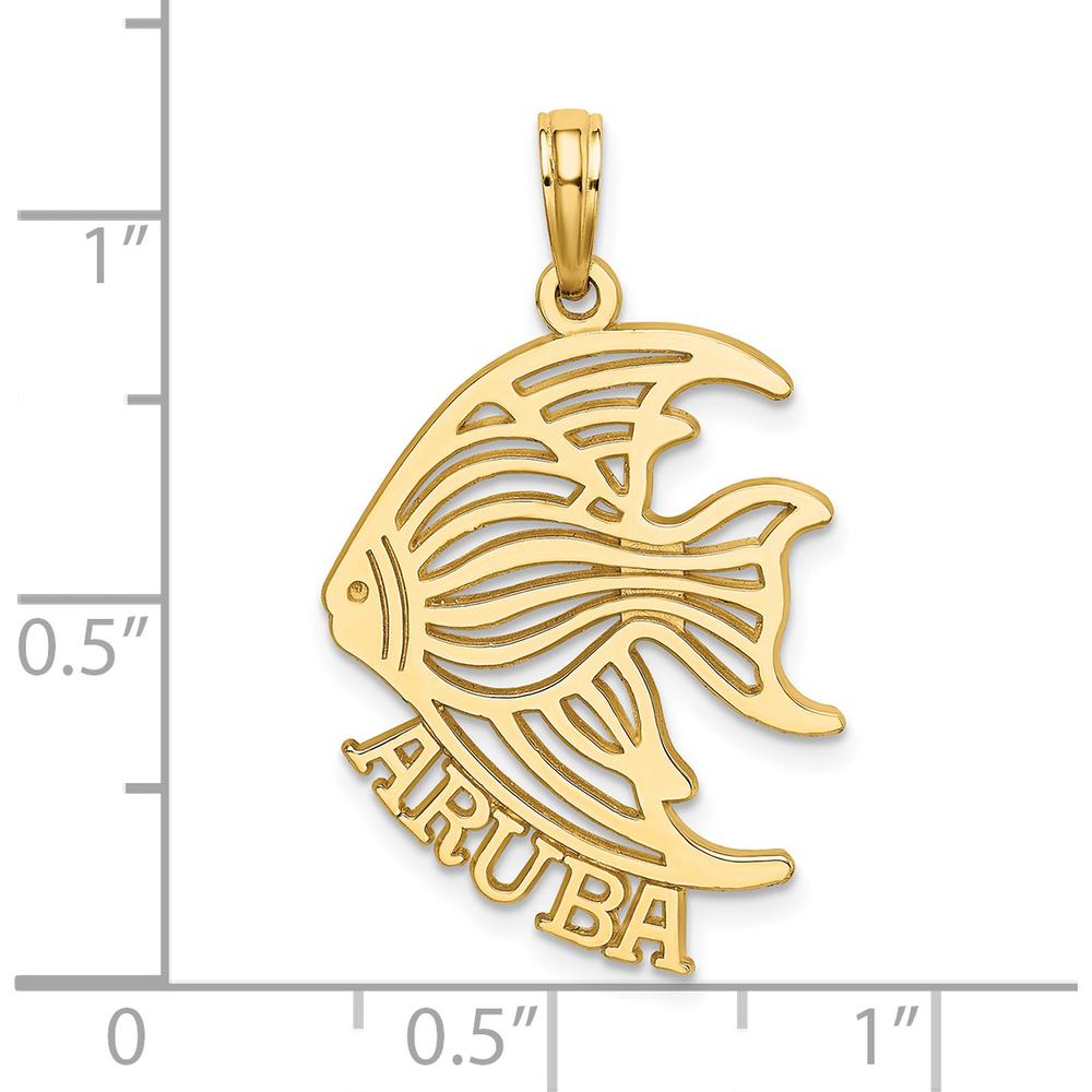 14K Yellow Gold Polished Cut-Out Angelfish Charm Pendant - Tropical Island Design by Oro Pregiato